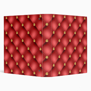 Diamants d'or Tufted Classeur en cuir rouge