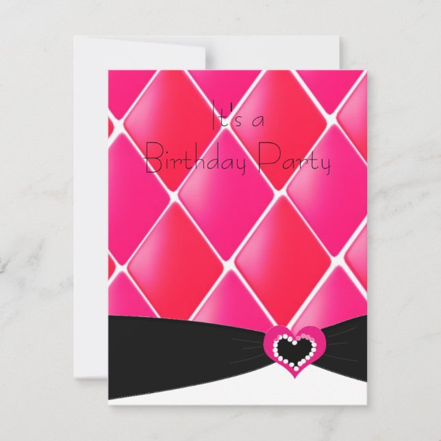 Diamants dorés roses chauds Invitation Anniversair (Devant)