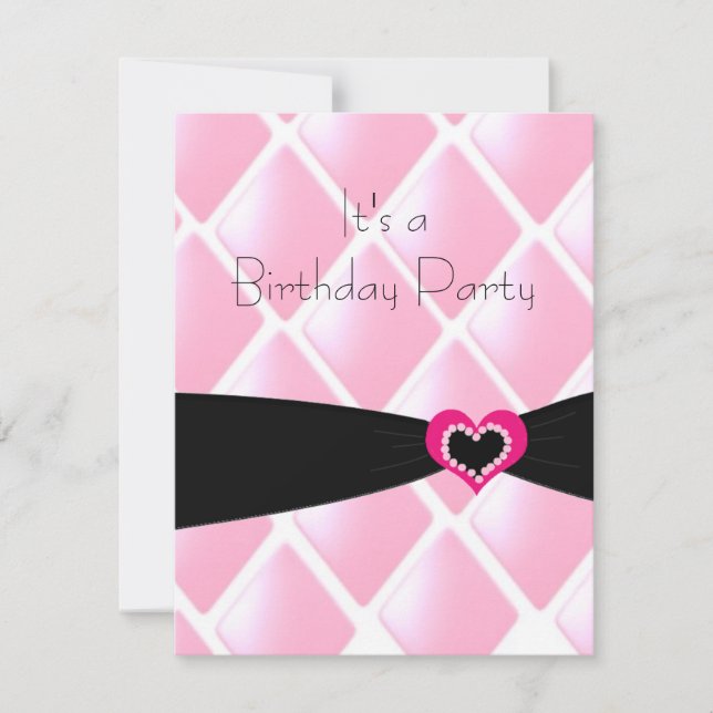 Diamants dorés roses Invitation Anniversaire (Devant)