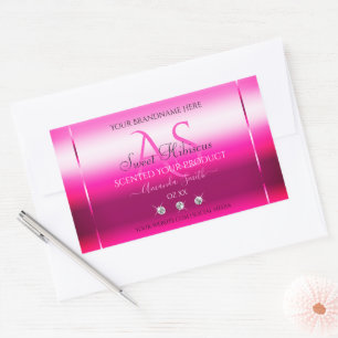 Diamants et initiales Étiquette rose brillant