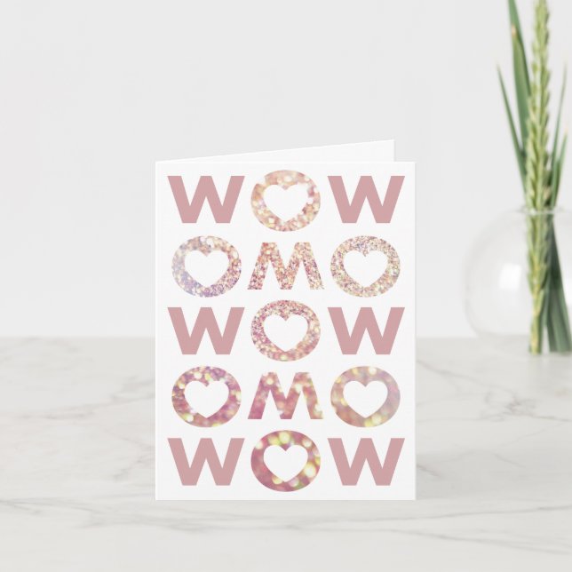 Diamants et Pink WOW MOM Carte de fête des mères (Devant)