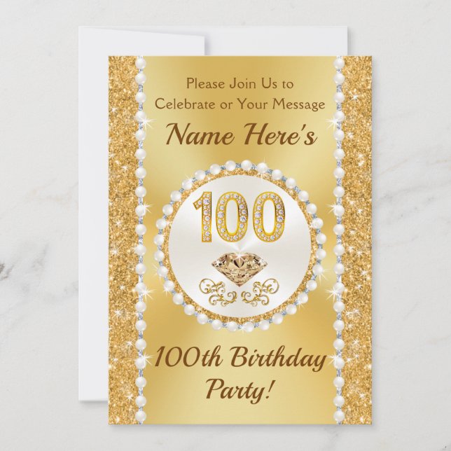 Diamants, Perles, Invitations à la fête du 100e an (Devant)