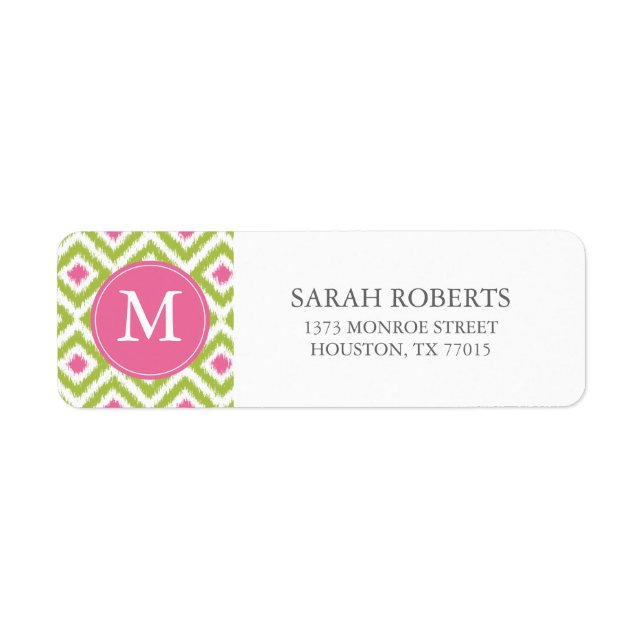 Diamants rose vert monogramme Motif Ikat (Devant)