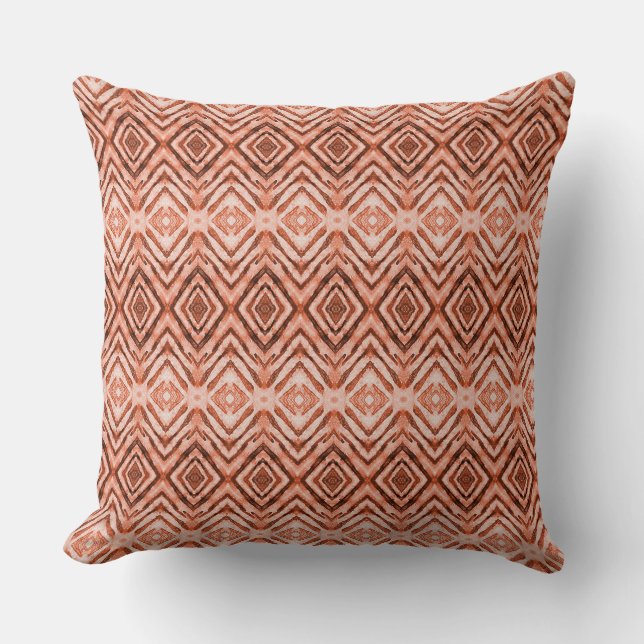 Diamants Shibori Rouille Orange Motif Jeu Oreiller (Recto)