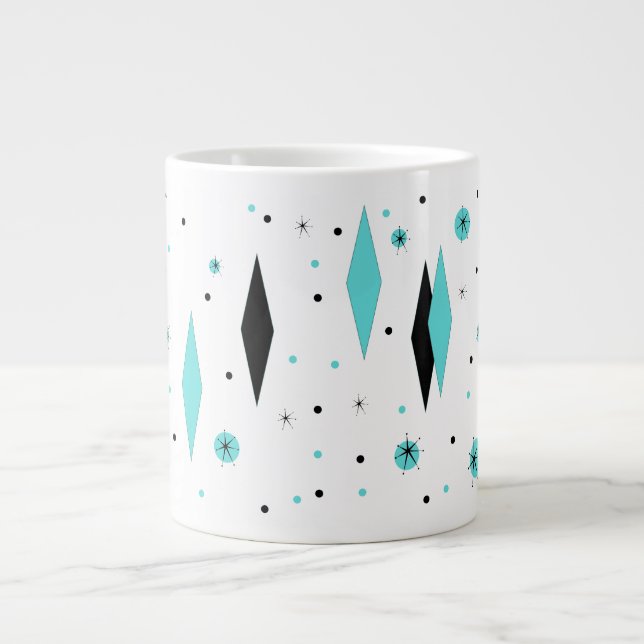 Diamants turquoise rétro & Starburgs Jumbo Mug (Devant)