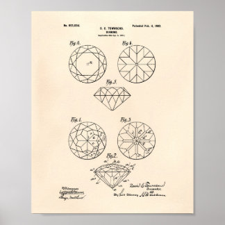 Diamond 1902 Patent Art Old Peper Poster