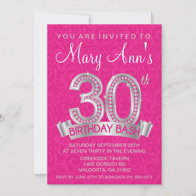 Diamond 30th Birthday Invitation (Front)