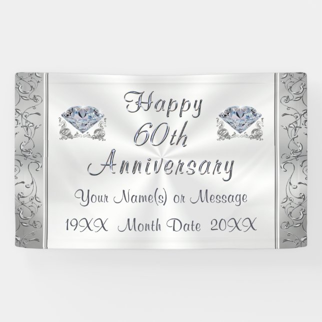 Diamond, 60th Anniversary Banners, Personalized Banner (Horizontal)