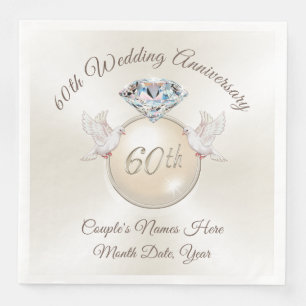 Diamond 60th Anniversary Napkins, Personalized Napkin