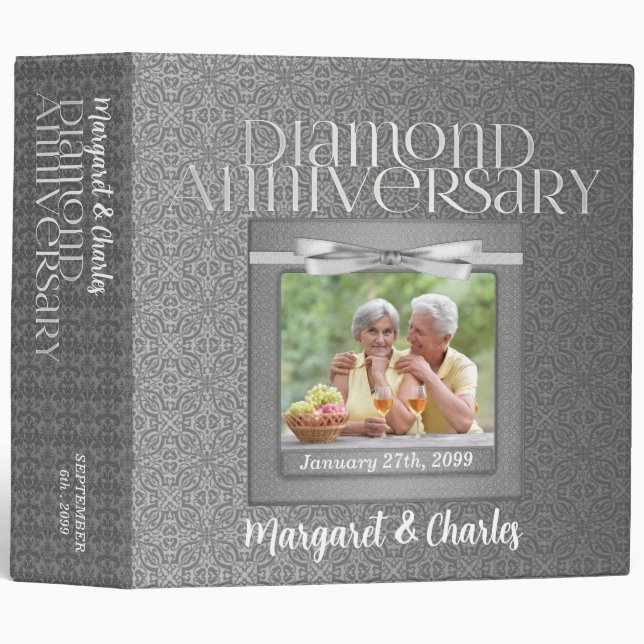 Diamond 60th Anniversary Photo Scrapbook Binder (Front/Spine)