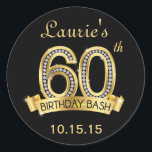 Diamond 60th Birthday Stickers | Black<br><div class="desc">Diamond 60th Birthday Stickers | Black and Gold
Diamond 60th Birthday Stickers | Black and Gold for a man or woman celebrating a sixtieth bash!</div>