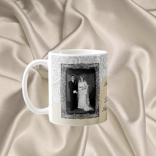 Diamond 60th Elegant Photo Wedding Anniversary Coffee Mug