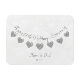 Diamond 60th mum & dad wedding anniversary magnet