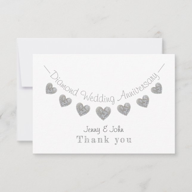 Diamond 60th wedding anniversary bunting thank you (Front)