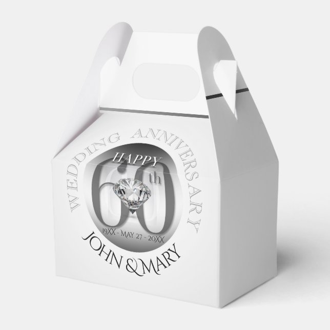 Diamond 60TH Wedding Anniversary Gable Favour Box (Front Side)