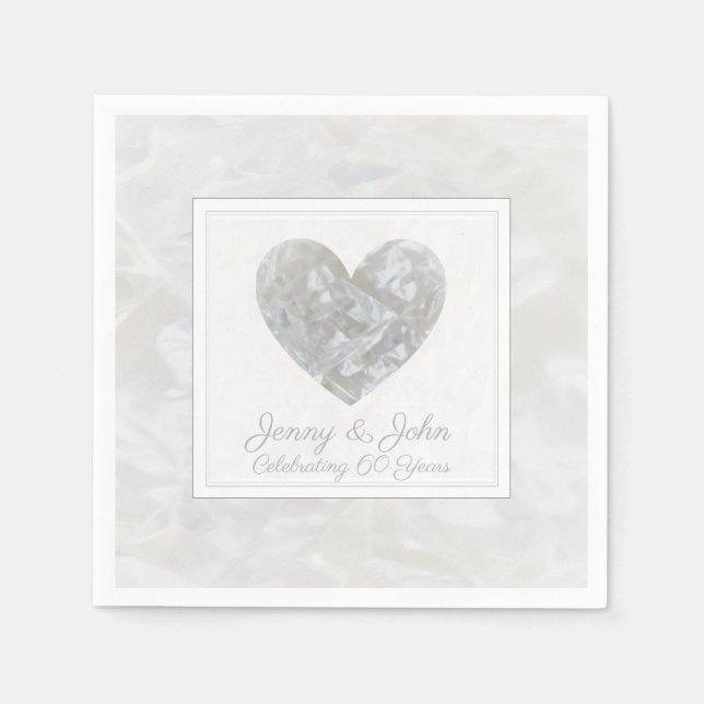 Diamond 60th wedding anniversary heart napkin (Front)