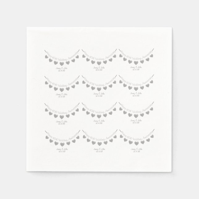 Diamond 60th Wedding Anniversary napkins (Front)