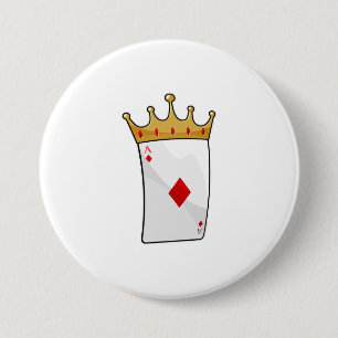 Diamond Ace with King Crown 3 Inch Round Button