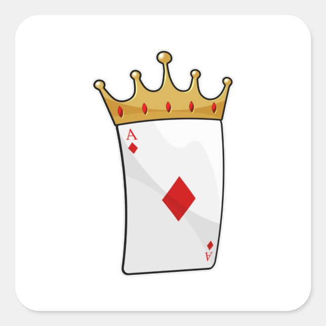 Diamond Ace with King Crown Square Sticker (Front)