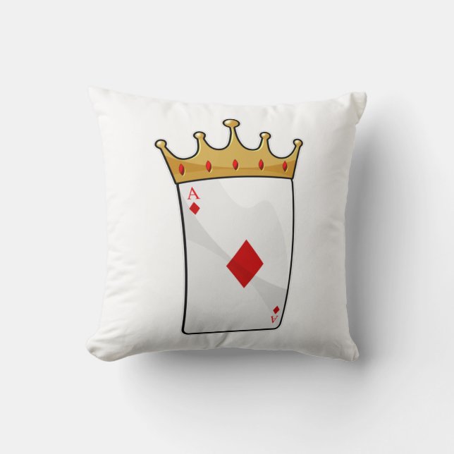 Diamond Ace with King Crown Throw Pillow (Front)