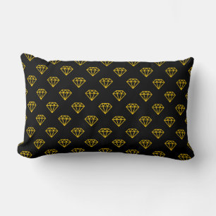 Diamond - Amber on Black Lumbar Pillow