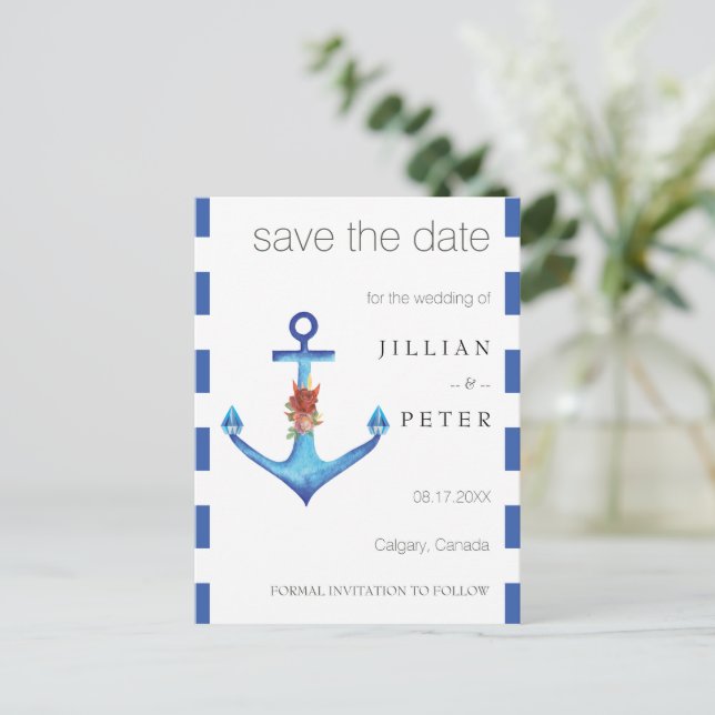 Diamond Anchor Fabulous Ocean Wedding Postcard (Standing Front)