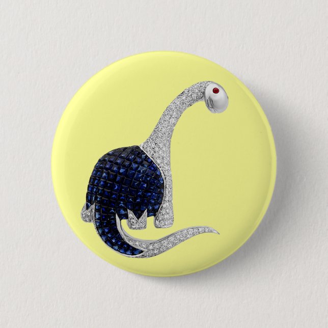 Diamond and Emerald Dinosaur 2 Inch Round Button (Front)