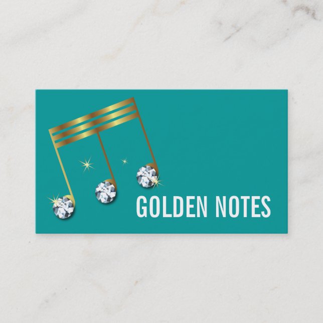 Diamond and Gold Musical Note Business Card. Business Card (Front)