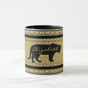 Diamond and Leopard with Name Mug
