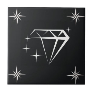 Diamond and Star Pattern Black Tile