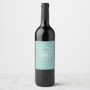 Diamond anniversaire 60 ans d'amour vin étiquettes