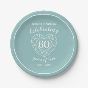 Diamond anniversary 60 years party plates