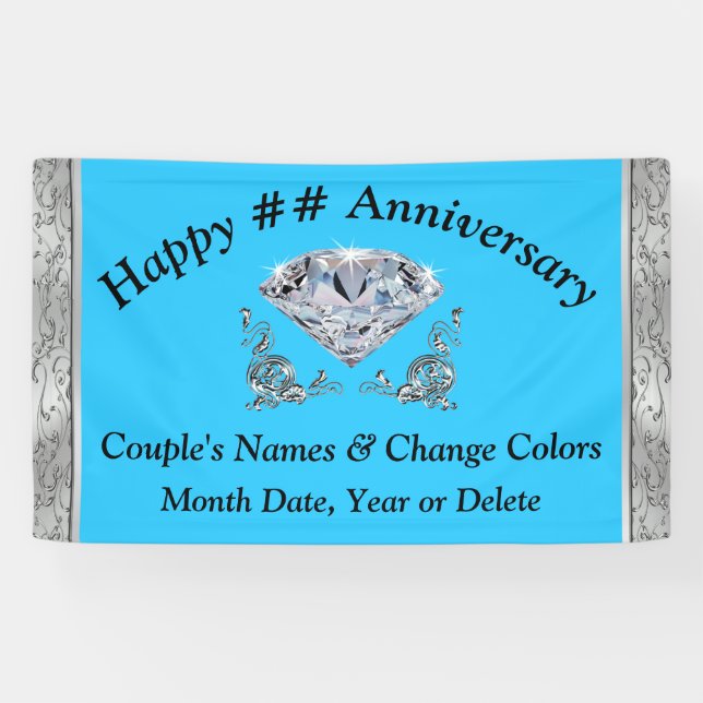 Diamond Anniversary Banners Personalized Your Text (Horizontal)