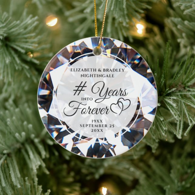 Diamond Anniversary Photo YEARS INTO FOREVER Ceramic Ornament (Tree)
