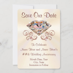 Diamond Anniversary Save the Date Cards, Your Text