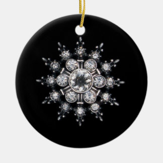 Diamond April Crystal Birthstone Snowflake Jewel Ceramic Ornament