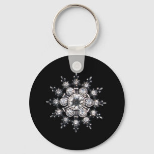 Diamond April Crystal Birthstone Snowflake Jewel Keychain