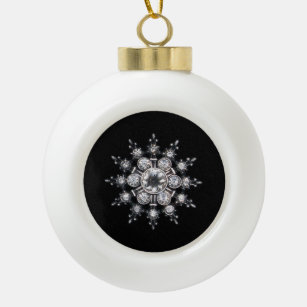 Diamond April Crystal Birthstone Snowflake Jewel R Ceramic Ball Christmas Ornament