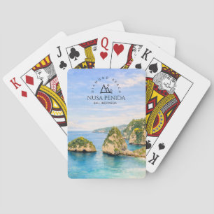 Diamond Beach Bali Watercolor Turquoise Sea Playing Cards