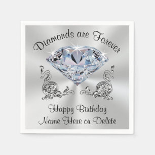 Diamond Birthday Party Napkins, Personalized Napkin