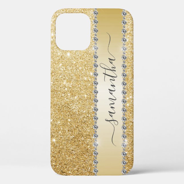 Diamond Bling Glitter Calligraphy Name Rose Gold  Case-Mate iPhone Case (Back)
