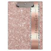 Diamond Bling Glitter Calligraphy Name Rose Gold Clipboard (Front)