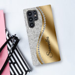 Diamond Bling Gold Metal Personalized Galm  Samsung Galaxy Case<br><div class="desc">Any glitter or diamonds in design are photos and simulated. This design may be personalized in the area provided by changing the photo and/or text. Or it can be customized by clicking Personalize this Template and then choosing the click to customize further option and delete or change the colour of...</div>