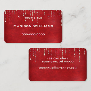 diamond bling on red business card