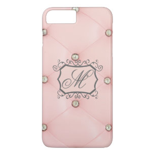 Diamond Bling rose Tufted Monogram iPhone 7+ Coque
