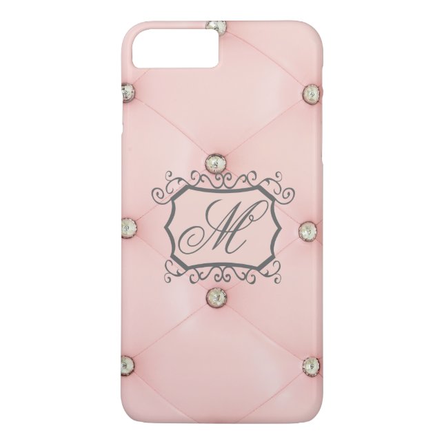 Diamond Bling rose Tufted Monogram iPhone 7+ Coque (Dos)