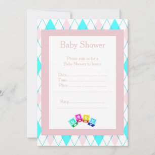 Diamond Blocks baby shower invitation