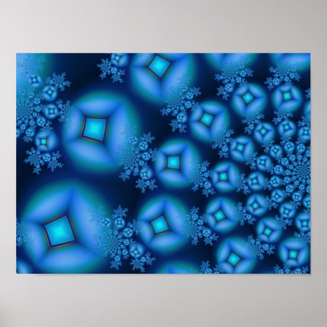 Diamond Blueberries Fine Fractal Art Poster (Front)