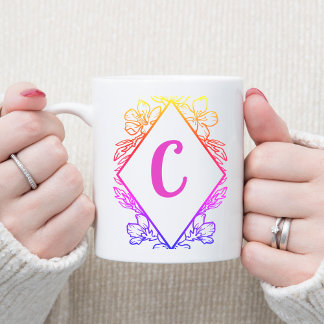 Diamond Botanical Monogram Coffee Mug |Personalize
