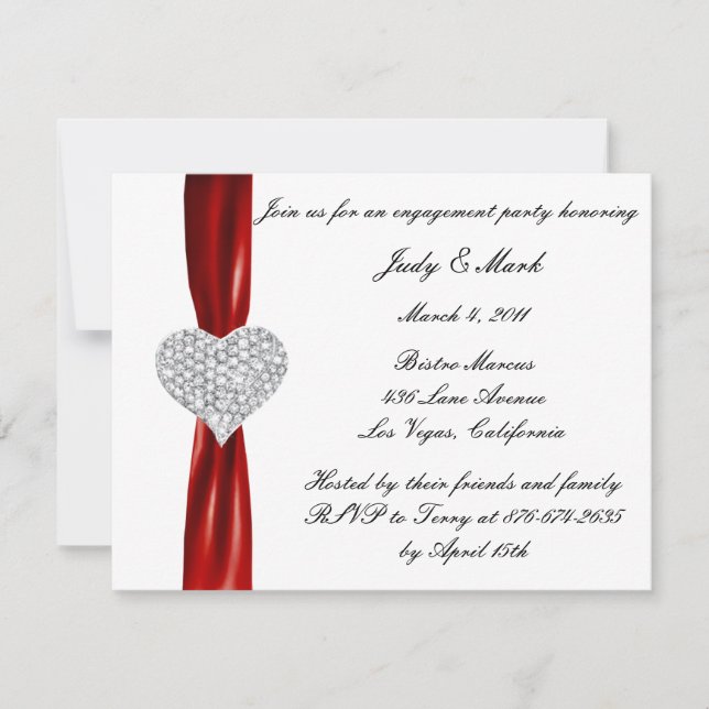 Diamond Bow Engagement Party Invitation (Front)